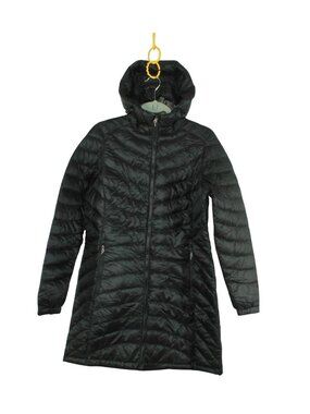 LL Bean Ultralight 850 Down Hooded Coat Three Quarter Length Black Small